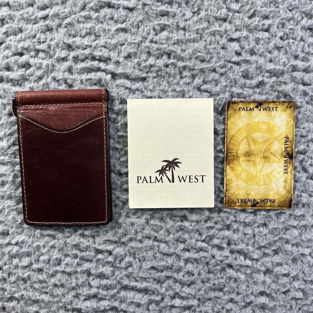 Palm West Brown Leather Money Clip Wallet Card Holder Slim Pocket Minimalist